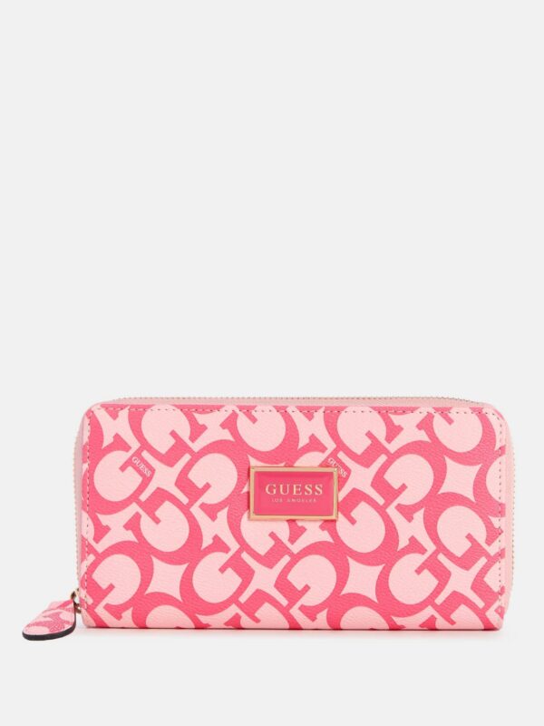 BILLETERA ROSADA CON DISEÑO GRANDE GUESS MUJER