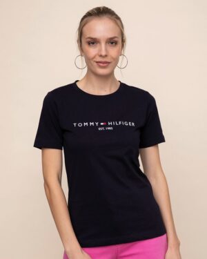 POLERA TOMMY HILFIGER NEGRA LOGO BORDADO MUJER TALLA S POLERA TOMMY HILFIGER NEGRA LOGO BORDADO MUJER TALLA S
