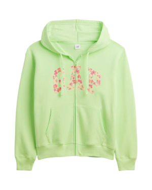 POLERON GAP VERDE CON CAPUCHA LETRAS FLOREADAS MUJER TALLA M-L POLERON GAP VERDE CON CAPUCHA LETRAS FLOREADAS MUJER