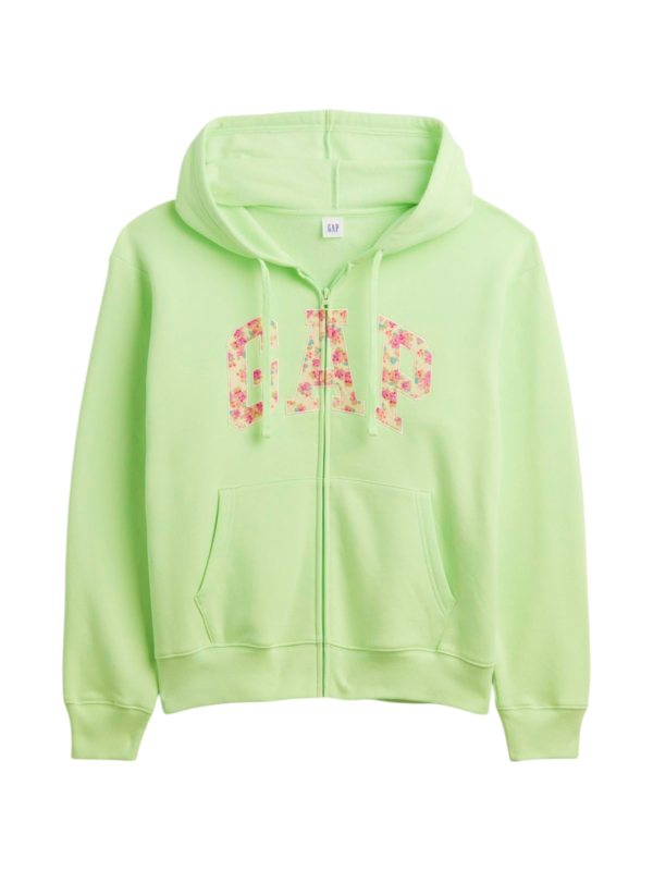 POLERON GAP VERDE CON CAPUCHA LETRAS FLOREADAS MUJER TALLA M-L POLERON GAP VERDE CON CAPUCHA LETRAS FLOREADAS MUJER