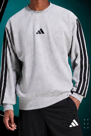 POLERON GRIS CUELLO REDONDO FRANJAS NEGRAS ADIDAS HOMBRE TALLA XXL POLERON GRIS CUELLO REDONDO FRANJAS NEGRAS ADIDAS HOMBRE TALLA XXL