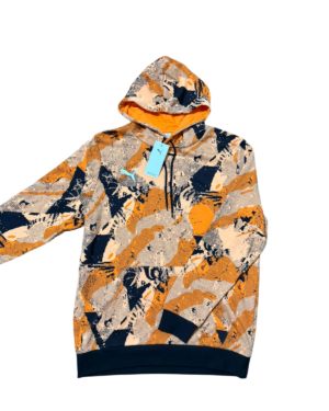POLERON CON CAPUCHA PUMA NARANJO CON NEGRO HOMBRE