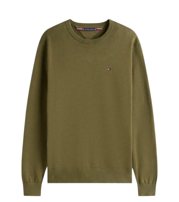 POLERON VERDE TOMMY HILFIGER HOMBRE TALLA XS-XXL POLERON VERDE CUELLO REDONDO TOMMY HILFIGER HOMBRE