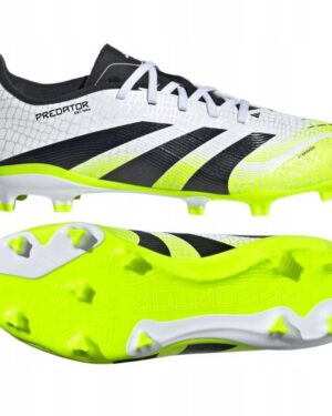 ZAPATOS DE FUTBOL BLANCOS CON VERDE ADIDAS PREDATOR LEAGUE FG-MG SEMIPRO NIÑOS