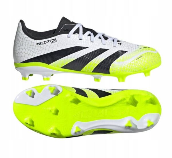 ZAPATOS DE FUTBOL BLANCOS CON VERDE ADIDAS PREDATOR LEAGUE FG-MG SEMIPRO NIÑOS